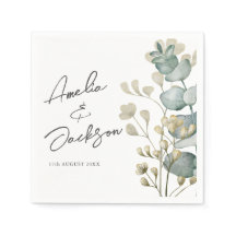 Aquarelle Eucalyptus Sage Mariage vert