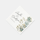 Serviette En Papier Aquarelle Eucalyptus Sage Mariage vert (Coin)