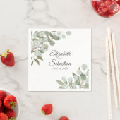 Serviette En Papier Aquarelle Eucalyptus & Verdure Mariage élégant (En situation)