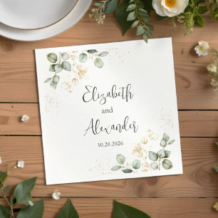 Serviette En Papier Aquarelle Eucalyptus Verdure Mariage serviettes