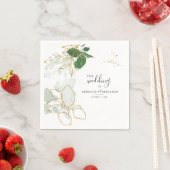 Serviette En Papier Aquarelle Eucalyptus Vert Mariage Feuille or (En situation)