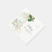 Serviette En Papier Aquarelle Eucalyptus Vert Mariage Feuille or (Coin)