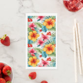 Serviette En Papier Aquarelle exotique Floral hawaïen (En situation)