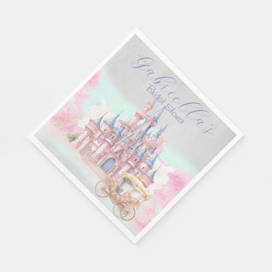 Serviette En Papier Aquarelle Fairy Tale Theme Château & Carrières (Coin)
