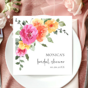 Serviette En Papier Aquarelle Ferstive Fleurs vives Fête des mariées