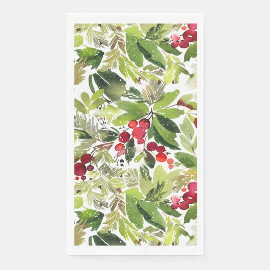 Serviette En Papier Aquarelle Festive Holly Berry (Devant)