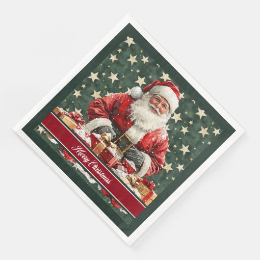 Serviette En Papier Aquarelle festive Santa Claus Table serviettes (Coin)