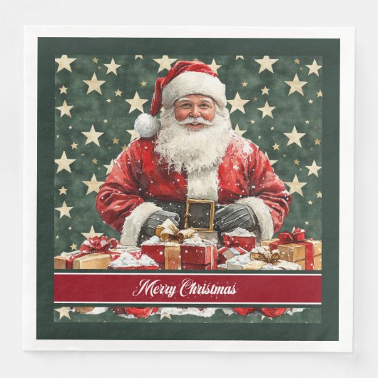 Serviette En Papier Aquarelle festive Santa Claus Table serviettes (Devant)