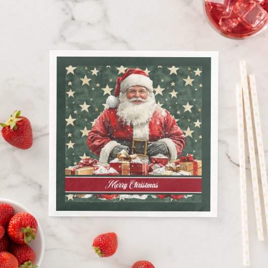 Serviette En Papier Aquarelle festive Santa Claus Table serviettes (En situation)