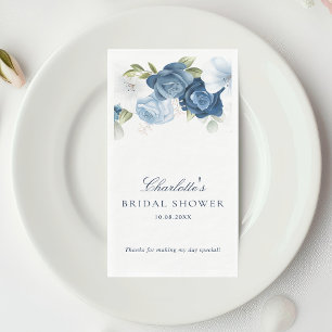 Serviette En Papier Aquarelle Fête de Mariage Florale Bleu Poussiéreux