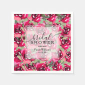 Serviette En Papier Aquarelle Fête des mariées Fleurs roses (Devant)