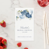 Serviette En Papier Aquarelle Fête des mariées florale bleu foncé (En situation)