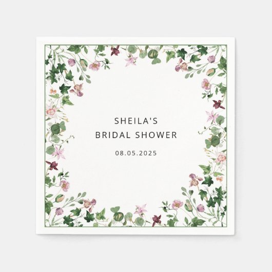 Serviette En Papier Aquarelle Fête des mariées florale serviettes (Devant)