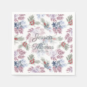 Serviette En Papier Aquarelle Feuillage d'hiver Mariage serviettes (Devant)