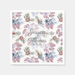 Serviette En Papier Aquarelle Feuillage d'hiver Mariage serviettes
