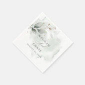 Serviette En Papier Aquarelle feuillage vert dusté (Coin)