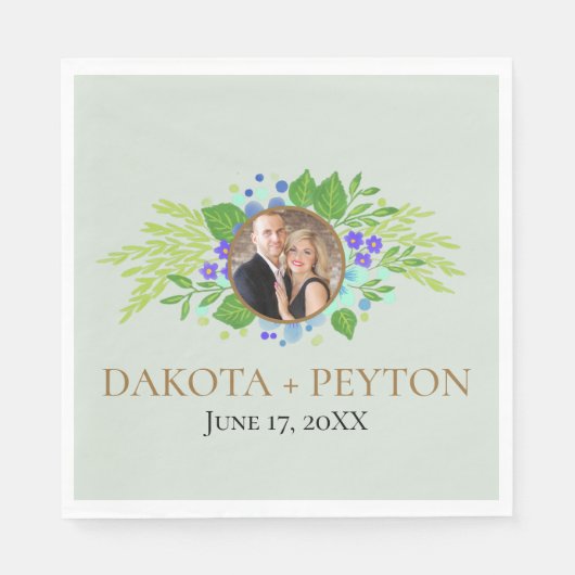 Serviette En Papier Aquarelle Feuille 08e Dîner Mariage Napkin (Devant)