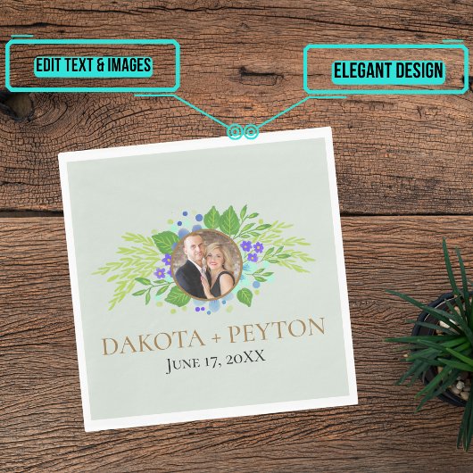 Serviette En Papier Aquarelle Feuille 08e Dîner Mariage Napkin