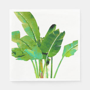 Serviette En Papier Aquarelle Feuille de banane tropicale