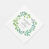 Serviette En Papier Aquarelle Feuille verte | MARIAGE (Coin)