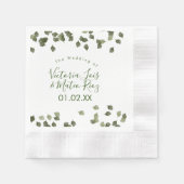 Serviette En Papier Aquarelle Feuille verte Mariage de automne d'autom (Devant)