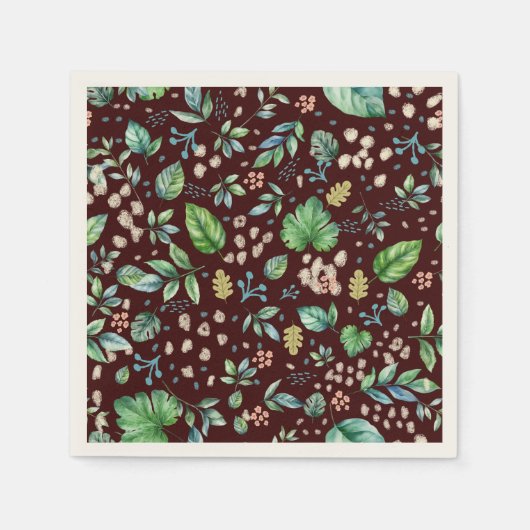 Serviette En Papier Aquarelle Feuilles d'automne en Bourgogne (Devant)