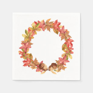 Serviette En Papier Aquarelle Feuilles d'érable, Acorns, Berries