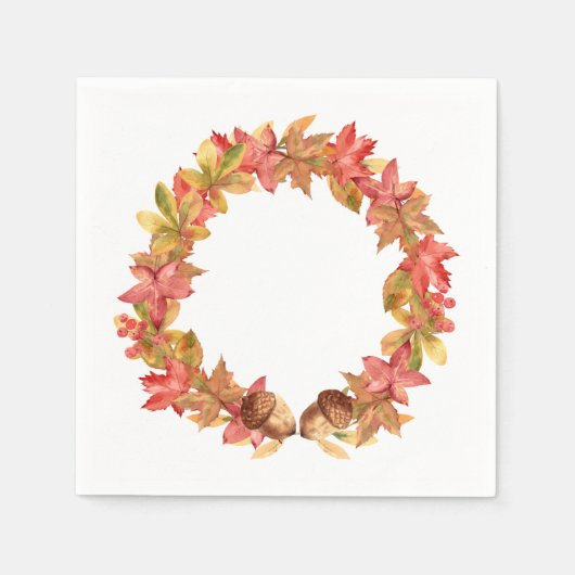 Serviette En Papier Aquarelle Feuilles d'érable, Acorns, Berries (Devant)