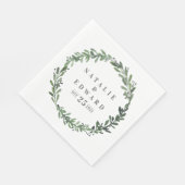 Serviette En Papier aquarelle feuillue détails géométriques serviette (Coin)