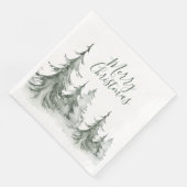 Serviette En Papier Aquarelle Fir Trees hiver, Noël (Coin)
