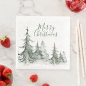 Serviette En Papier Aquarelle Fir Trees hiver, Noël (En situation)