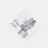 Serviette En Papier Aquarelle Fleur Couronne Bunny Pâques (Coin)