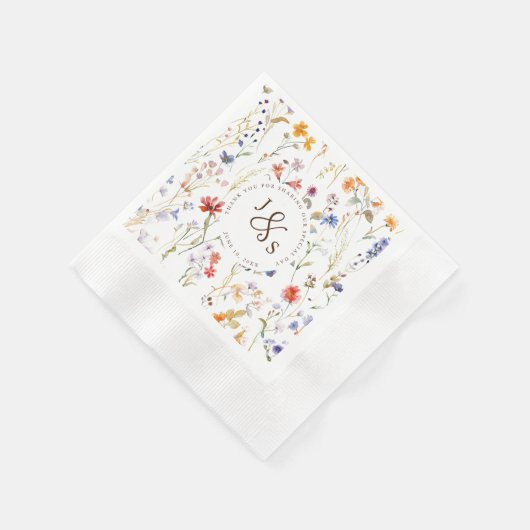 Serviette En Papier Aquarelle fleur sauvage Boho style fiançailles (Coin)