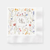 Serviette En Papier Aquarelle fleur sauvage Boho style fiançailles (Devant)