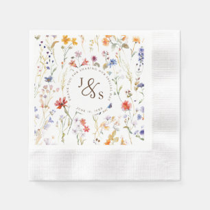 Serviette En Papier Aquarelle fleur sauvage Boho style fiançailles