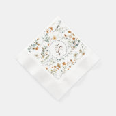 Serviette En Papier Aquarelle fleur sauvage Boho style fiançailles (Coin)