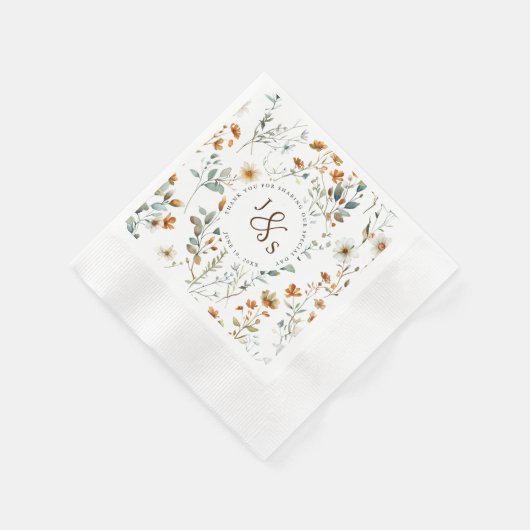 Serviette En Papier Aquarelle fleur sauvage Boho style fiançailles (Coin)