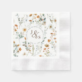 Serviette En Papier Aquarelle fleur sauvage Boho style fiançailles (Devant)