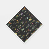 Serviette En Papier Aquarelle fleur sauvage Floral botanique noir (Coin)