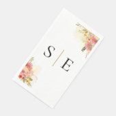 Serviette En Papier Aquarelle Fleur sauvage Floral Élégant Monogramme (Coin)