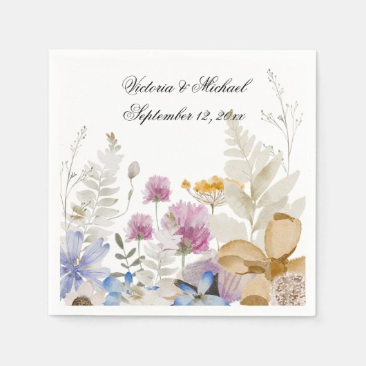 Serviette En Papier Aquarelle Fleur sauvage Floral Naples (Devant)