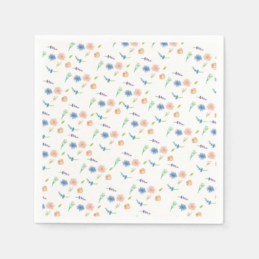 Serviette En Papier Aquarelle Fleur sauvage Pastel Motif peint (Devant)
