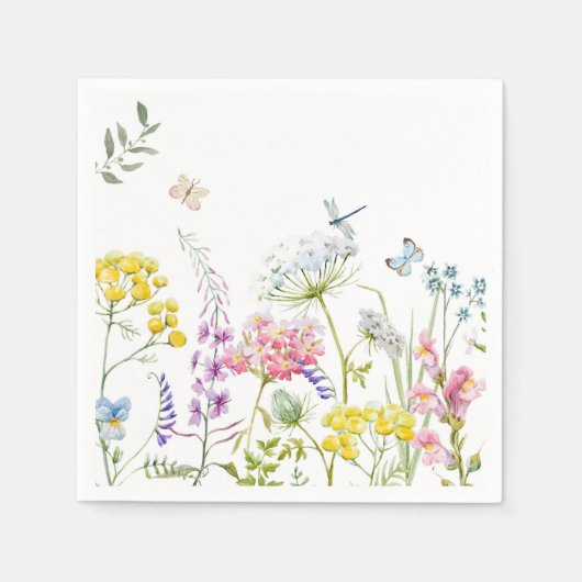 Serviette En Papier Aquarelle Fleur sauvage prairie florale d'été (Devant)