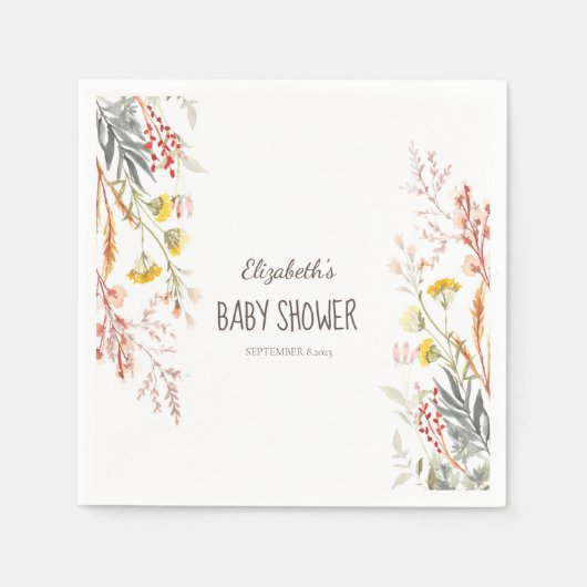 Serviette En Papier Aquarelle Fleur sauvage pré séchée (Devant)