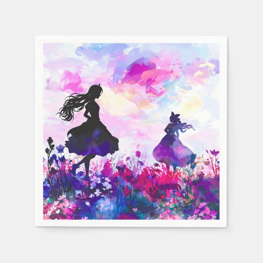 Serviette En Papier Aquarelle fleur sauvage Wonderland (Devant)
