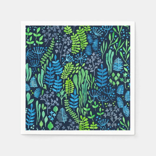 Serviette En Papier Aquarelle fleurie doodles arrière - plan foncé (Devant)