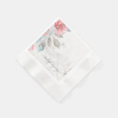 Serviette En Papier aquarelle fleurie fleur sauvage rose pivoine maria (Coin)
