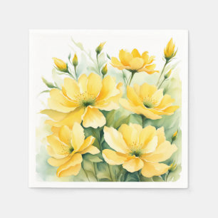 Serviette En Papier Aquarelle fleurie jaune