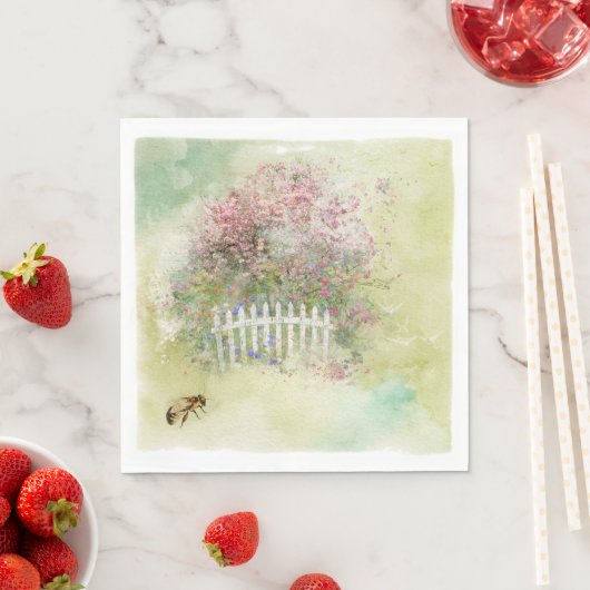 Serviette En Papier Aquarelle fleurit et papier d'abeille Napkin (En situation)