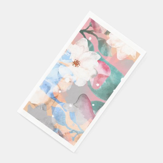 Serviette En Papier Aquarelle Fleurs Abstraites 1 (Coin)